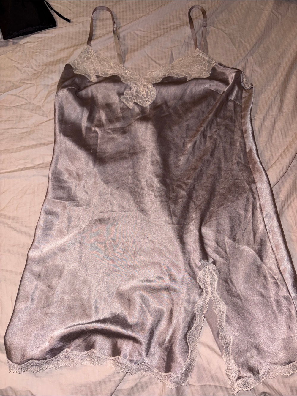 Victoria's Secret Satin Chemise Slip in Silver